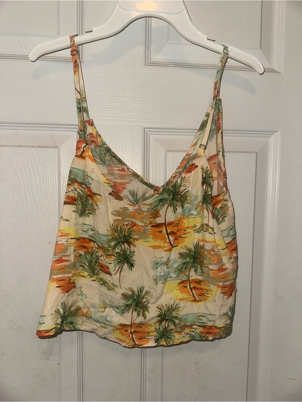 Forever 21 Tropical Palm Print Cami Tank Top - button up back